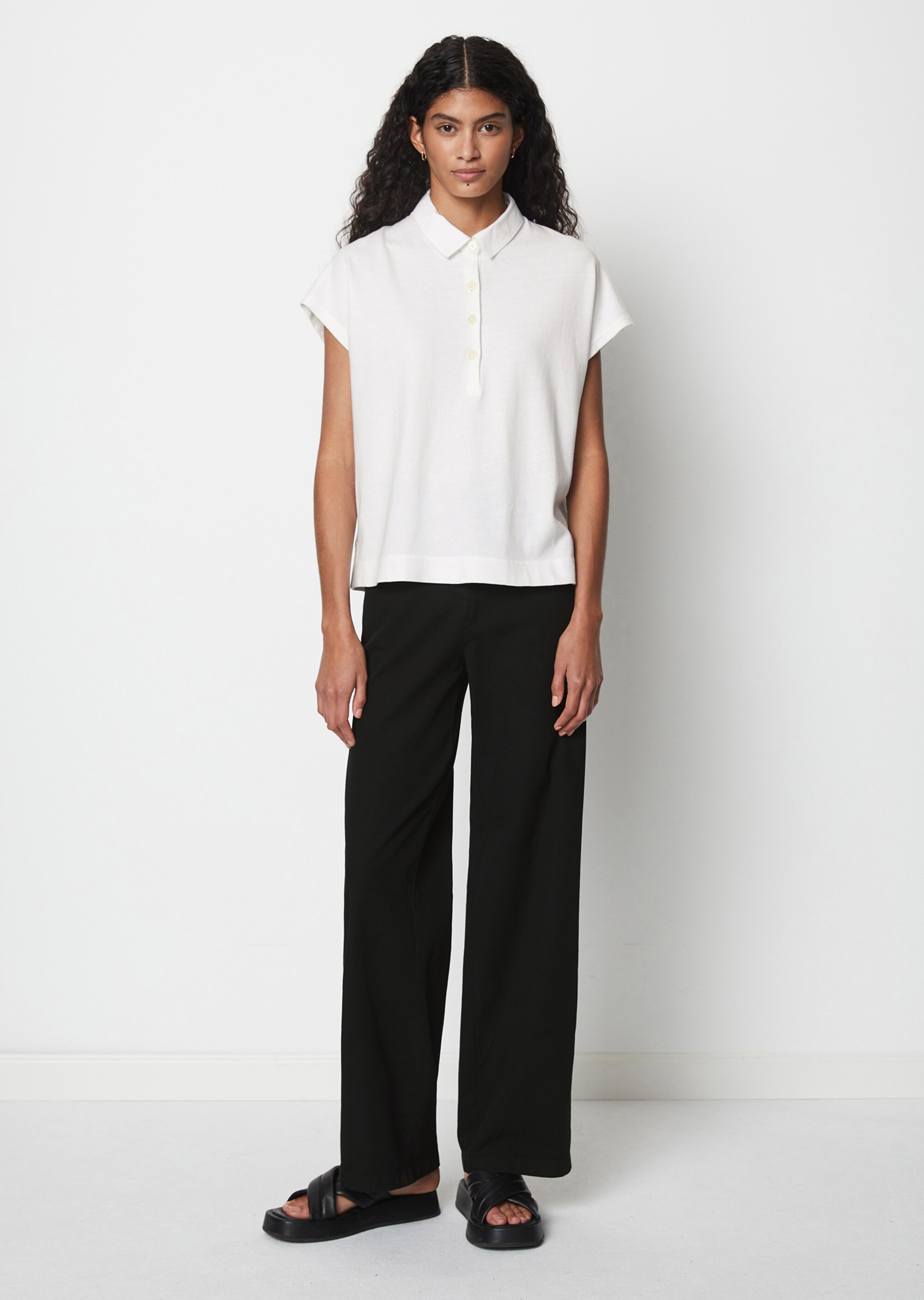 Oversize-Poloshirtaus leichtem Jersey