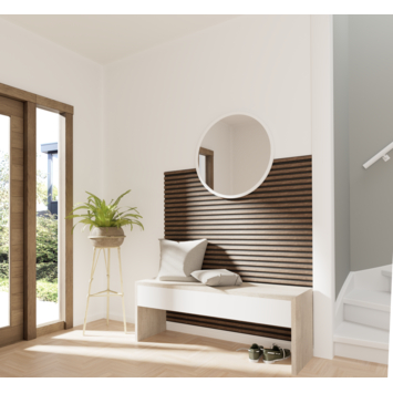 Lattenwand Decowall Acoustic walnoot 260x30cm,2 stuks (1.56m2)