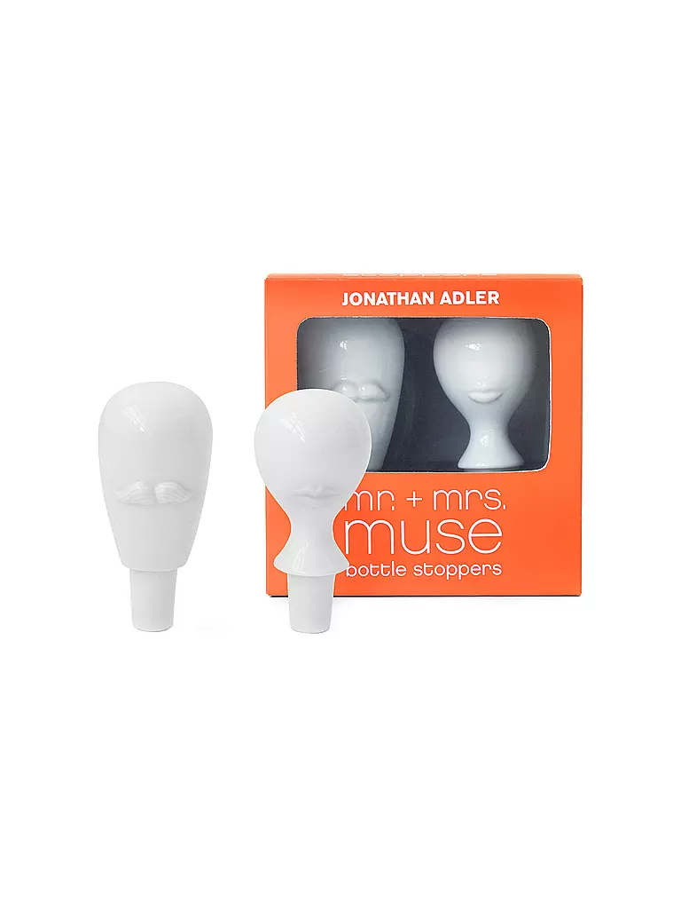 JONATHAN ADLER Flaschenverschluss Set MR. & MRS. 10cm White weiss