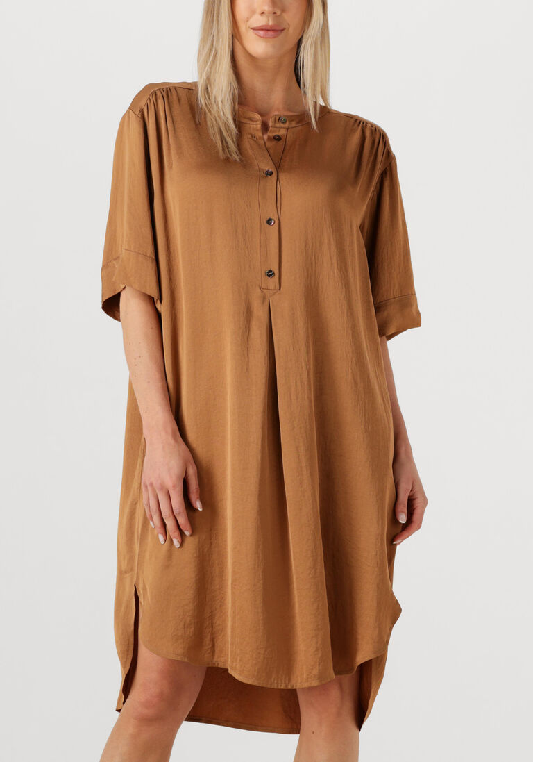 bruine summum midi jurk dress silky touch