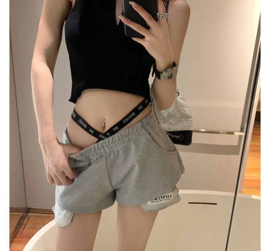 Everose - Hotpants met elastische taille en tekstpaneel