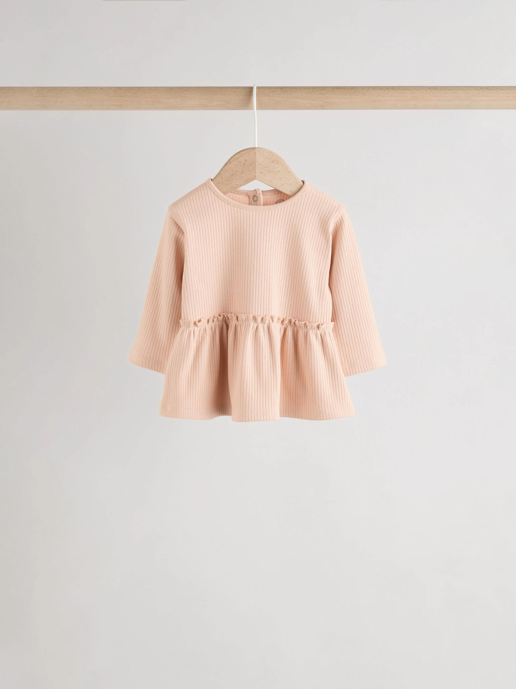 Roze - Baby Peplum Tops met Lange Mouwen 4 Pack (0mnd-2jr)