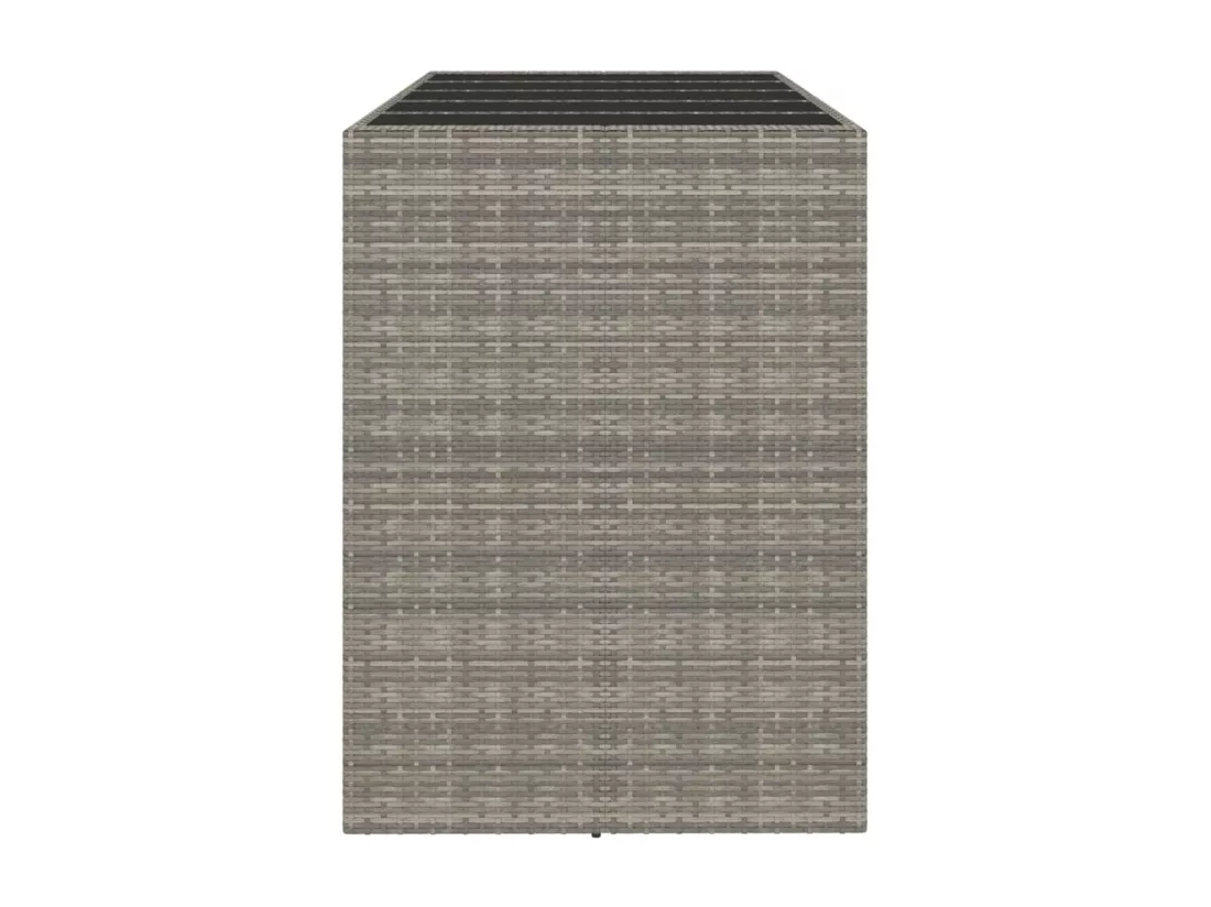 Prolenta Premium - Table de bar et dessus en verre gris 185x80x110 cm poly rotin