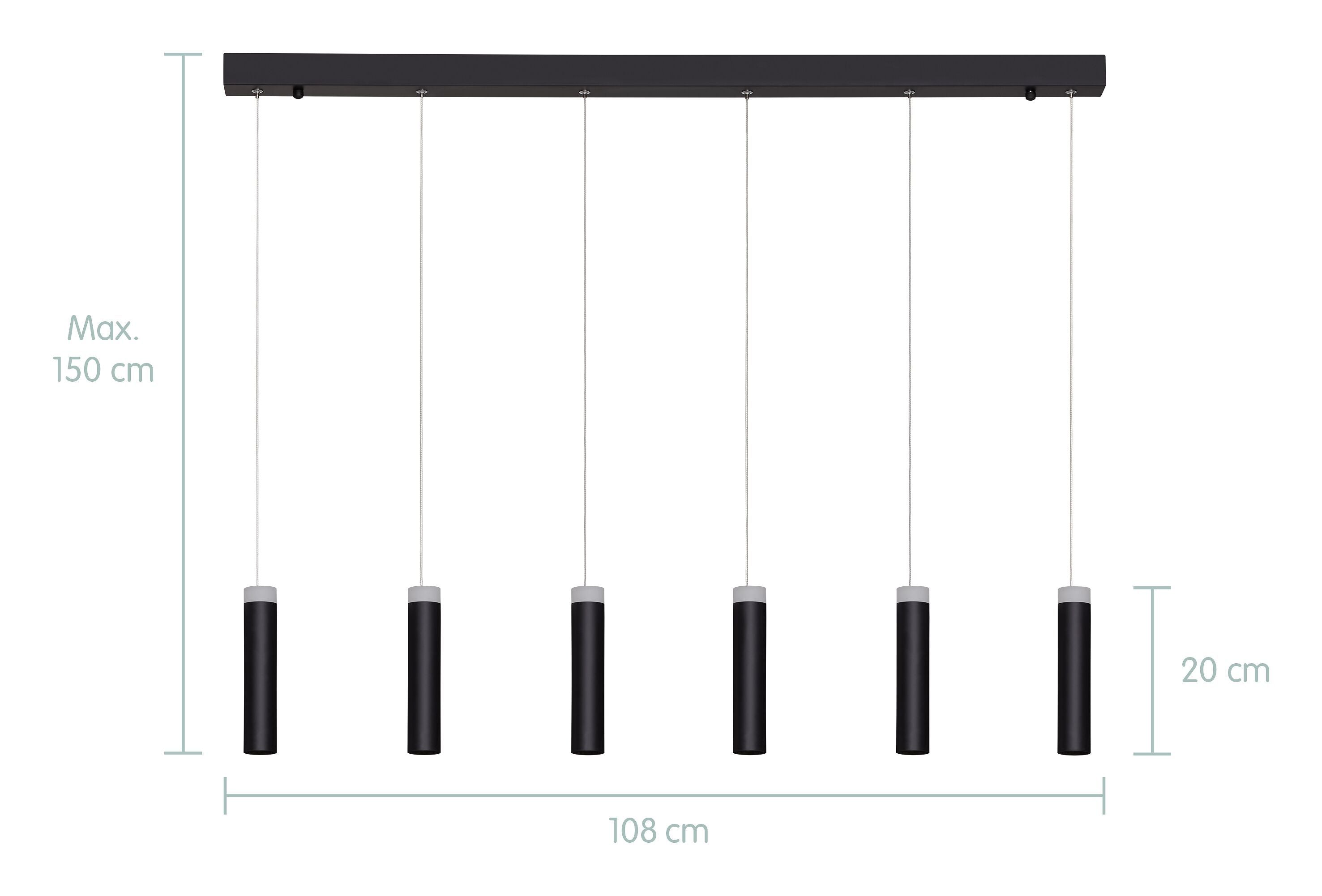 SORIA Hängeleuchte - Schwarz / B: 108.0 cm x T: 4.0 cm x H: 150.0 cm