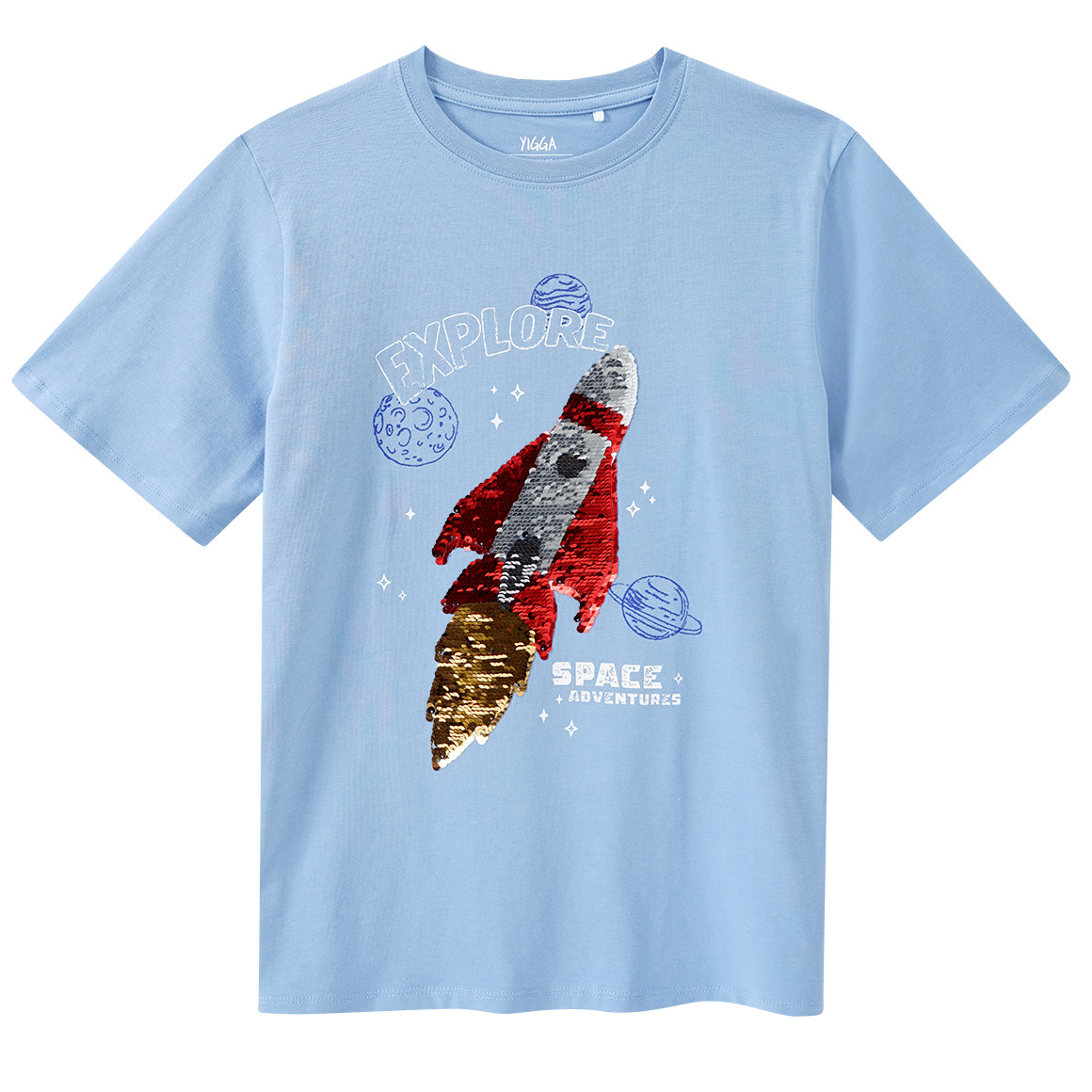 Yigga Jungen T-Shirt mit Wendepailletten hellblau