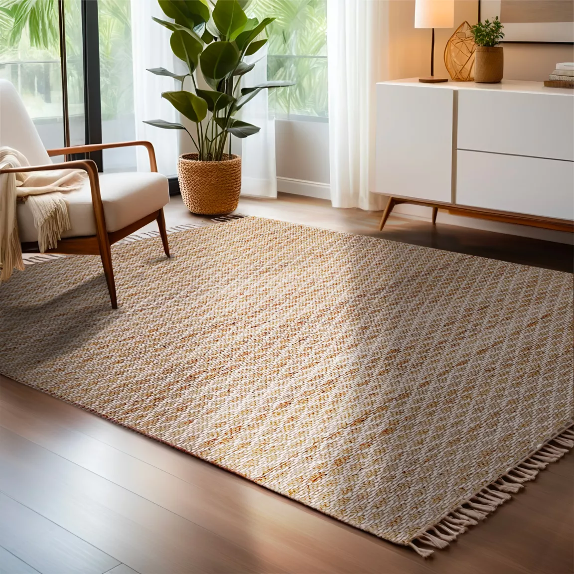Tapis de salon rectangulaire jute tissée main (160 x 230 cm) Yuki Marron