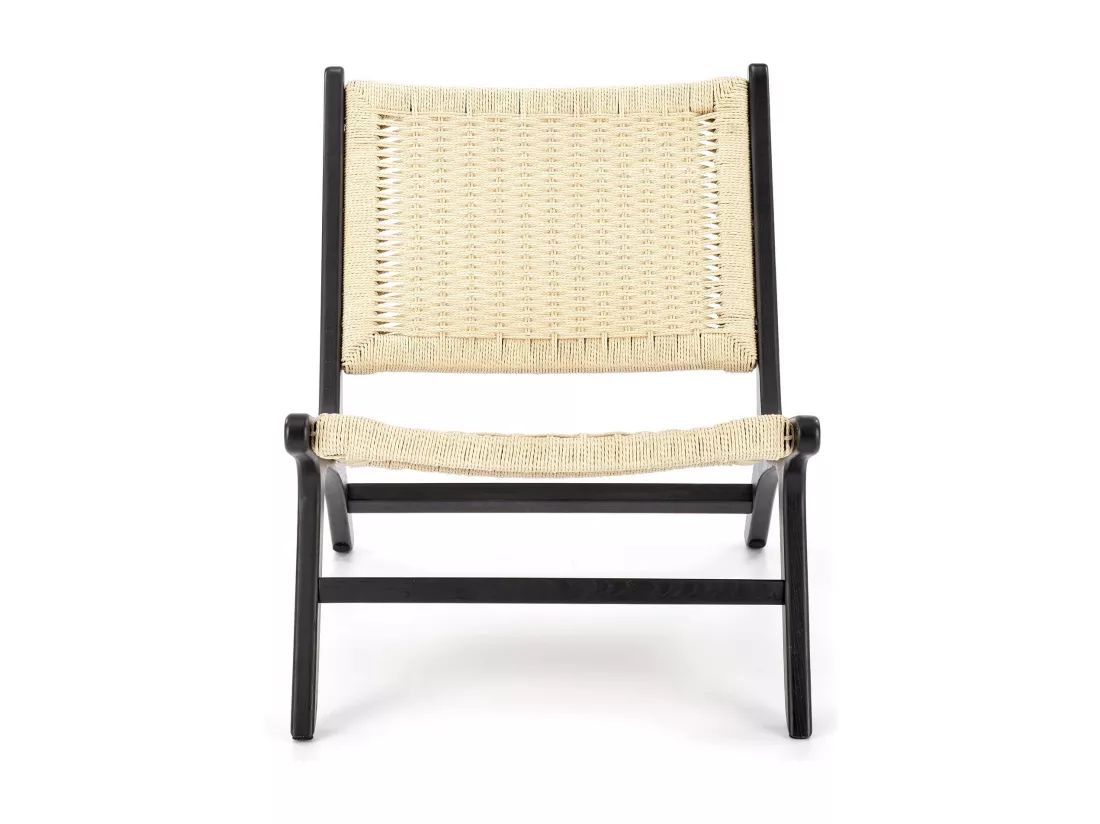 Fauteuil lounge en corde avec structure noire en bois massif Return