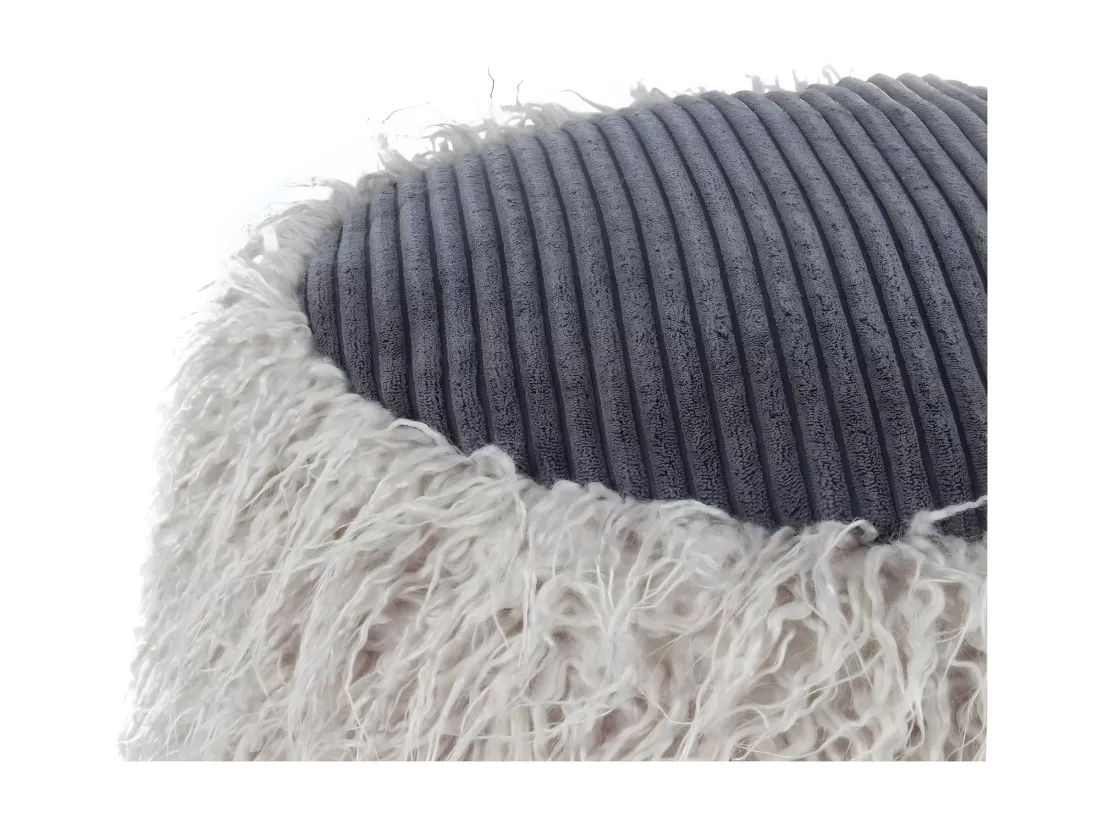 Pouf Rond Imitation Fourrure 