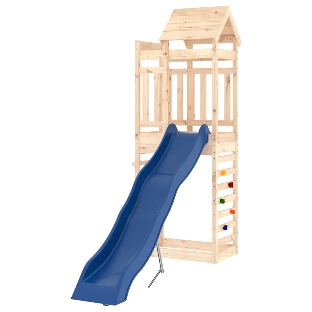Aire de jeux d'extérieur balançoires toboggan portiques robuste jeux jardin 237 x 90 x 239 cm bois de pin massif