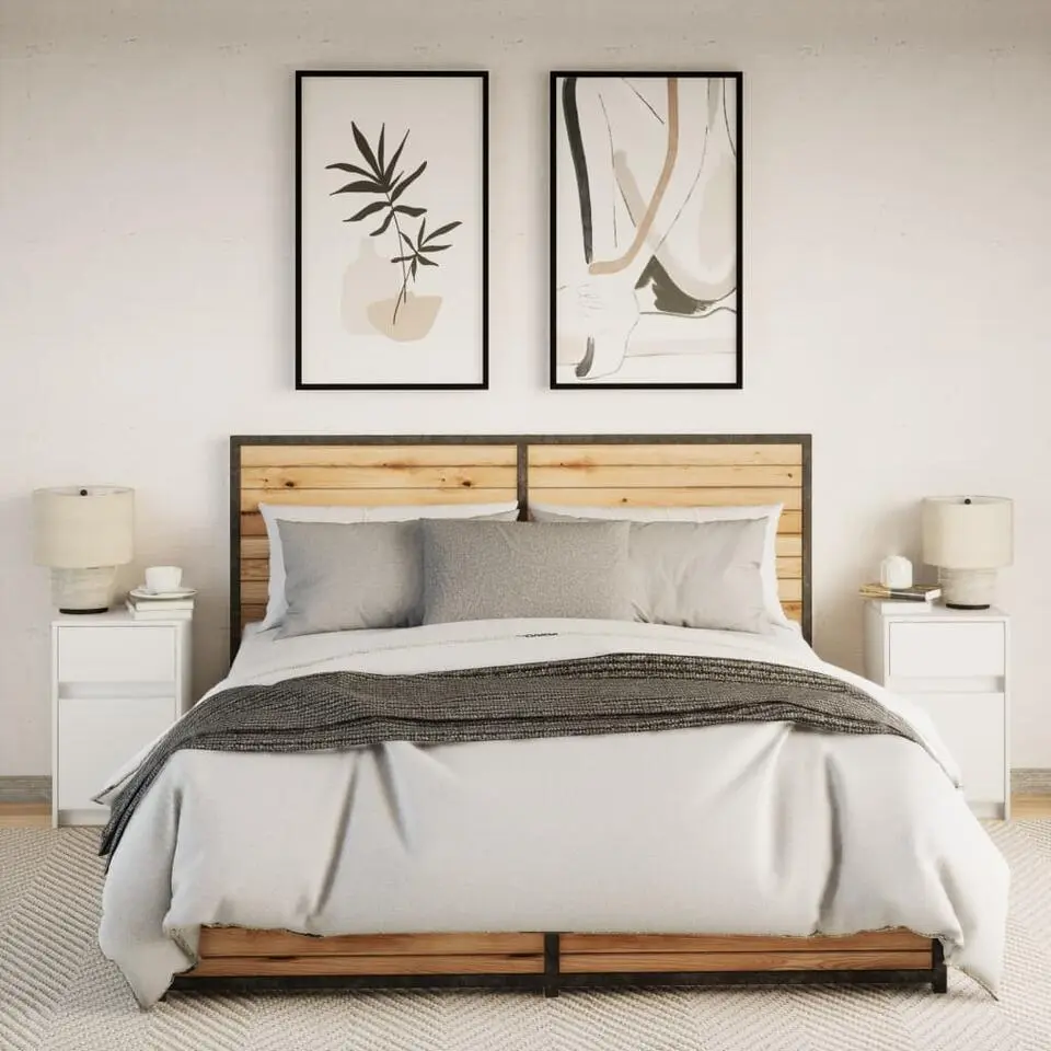 vidaXL - LED Nachtkastjes met lade en deur - Wit - Hout - 38x34x61 cm - 2 st