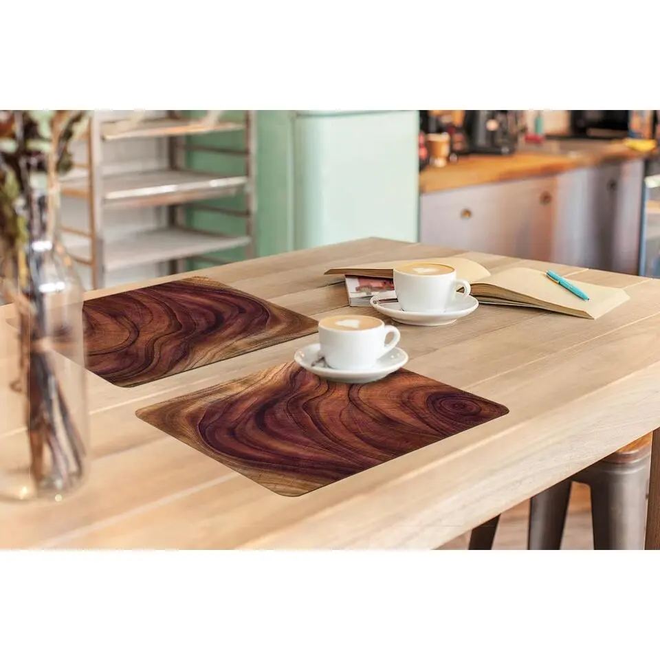 MuchoWow Placemat (6stuks) 45x30cm Gladde hout structuur gemaakt