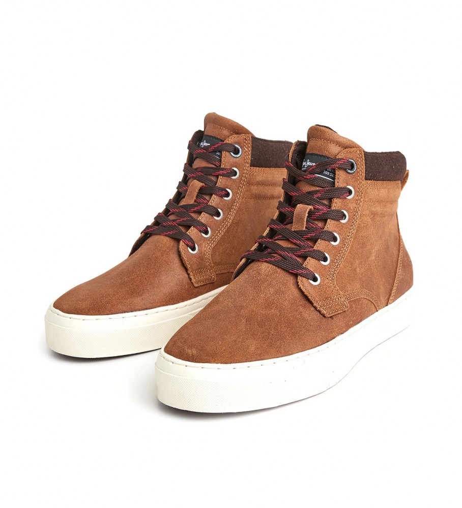 Tênis Pepe Jeans Yogi Boot de couro marrom