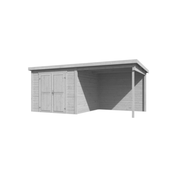 Tuinhuis met overkapping Lars vurenhout onbehandeld 500 x 250 cm