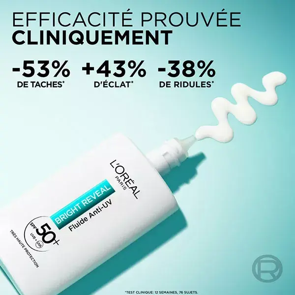 Fluido Anti-UV L'Oréal Paris Bright Reveal FPS 50+ Anti-Manchas Escuras com Niacinamida 50ml
