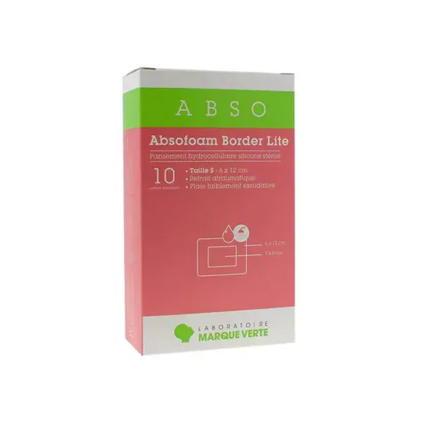 Curativo hidrocelular Marque Verte Absofoam Border Lite 6cm x 12cm, 10 unidades