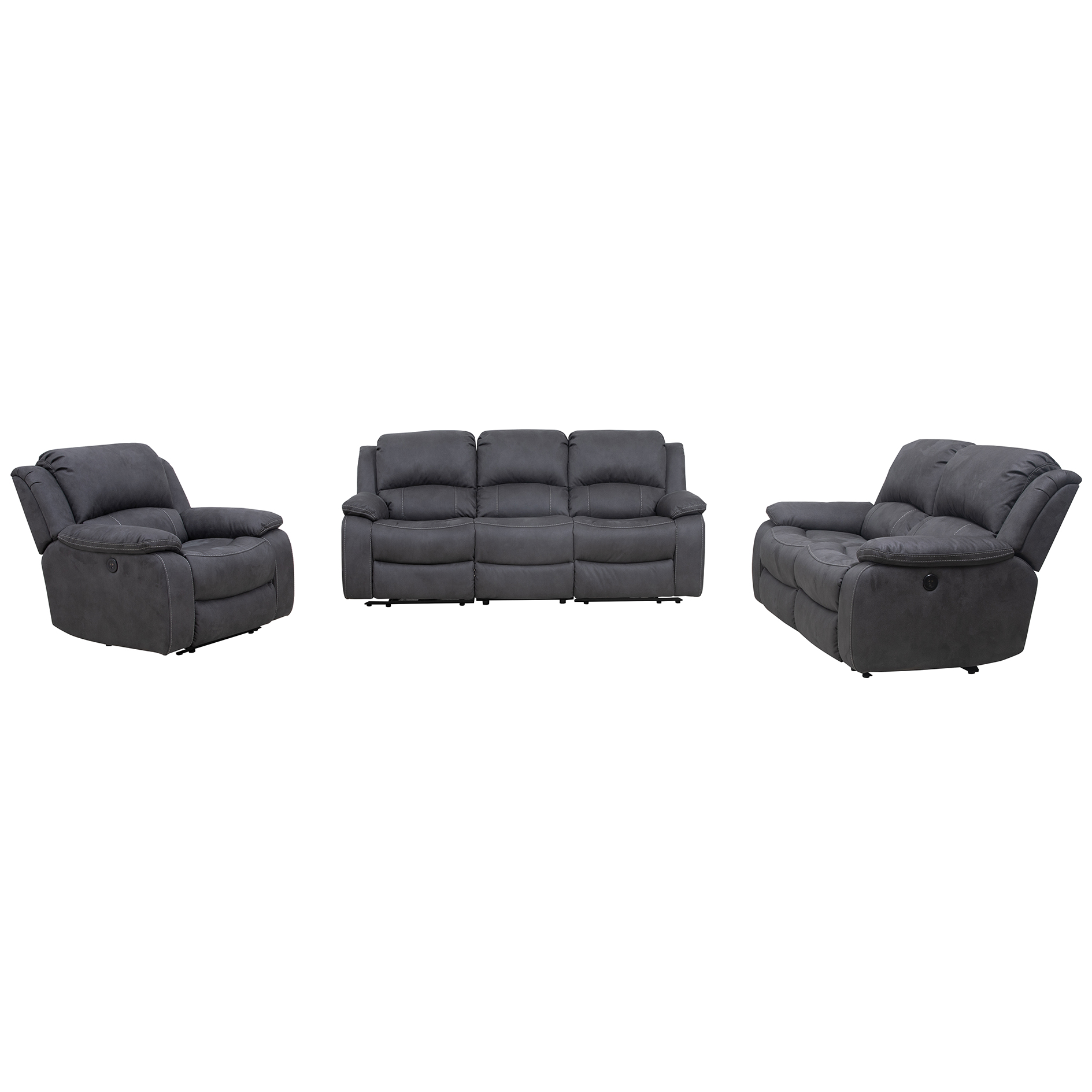 3-Sitzer-Sofa - anthrazit - Microfaser - mit Relaxfunktion