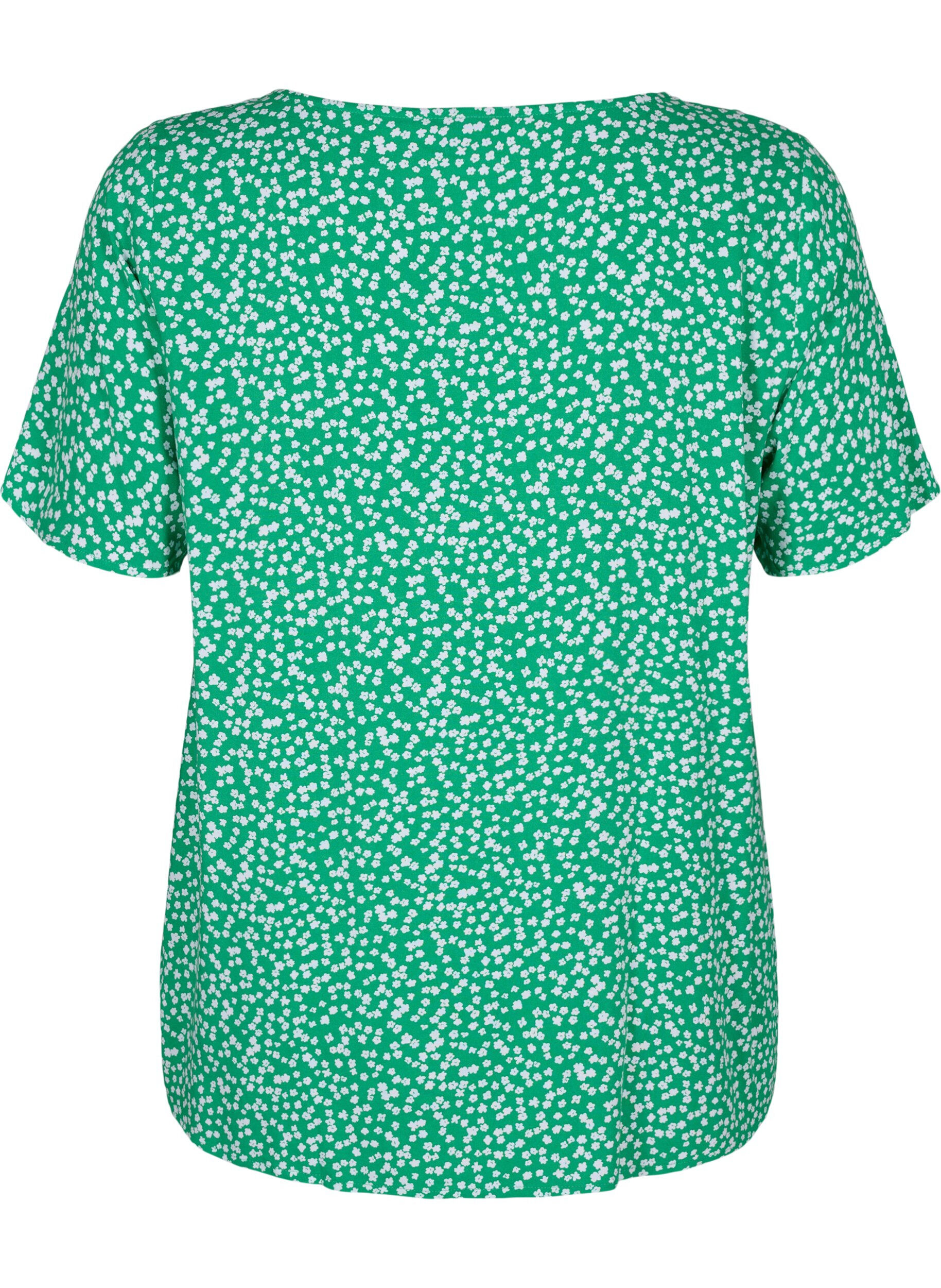 FLASH - Kortærmet bluse i viskose med print