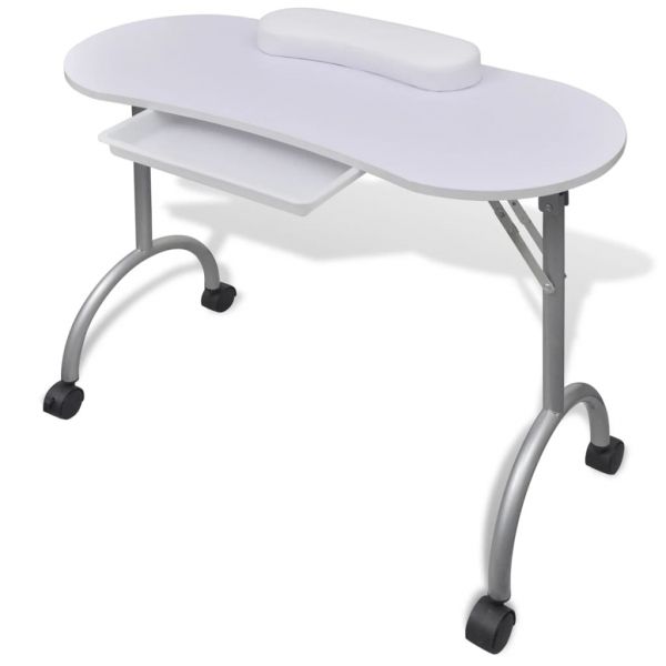 Mesa Manicure Dobrável com Rodas, Branca - 110124