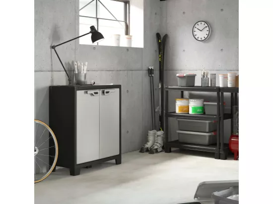 Armoire de rangement basse Titan Noir et gris 100 cm