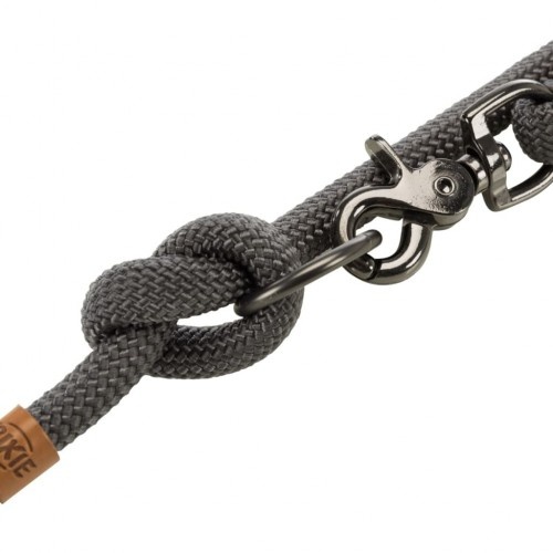 Guia para cães com argolas de metal, cinza