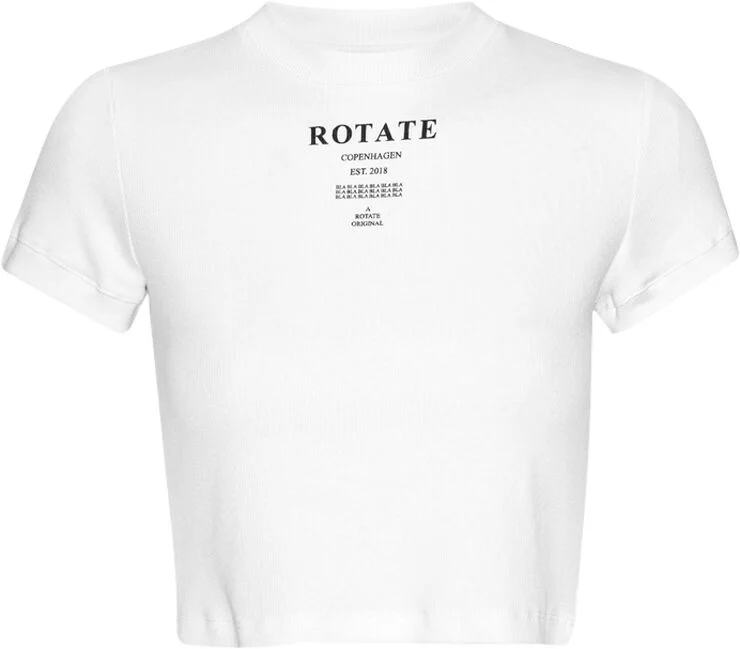 ROTATE Birger Christensen RIBBED CROPPED T-SHIRT Bright white