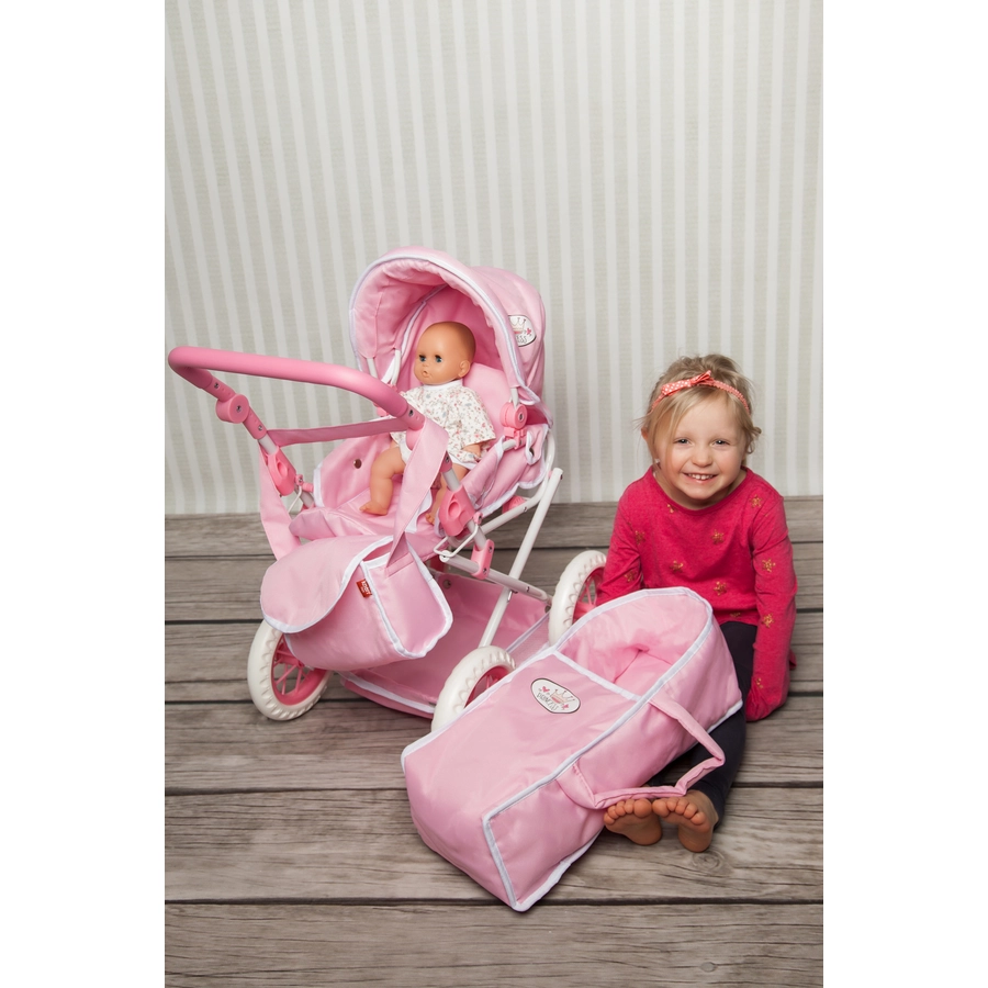 knorr toys® Puppenwagen Ruby - Princess white rose rosa