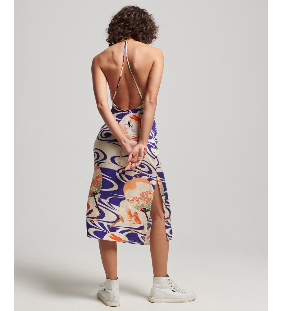 Vestido midi de alças com estampa azul da Superdry