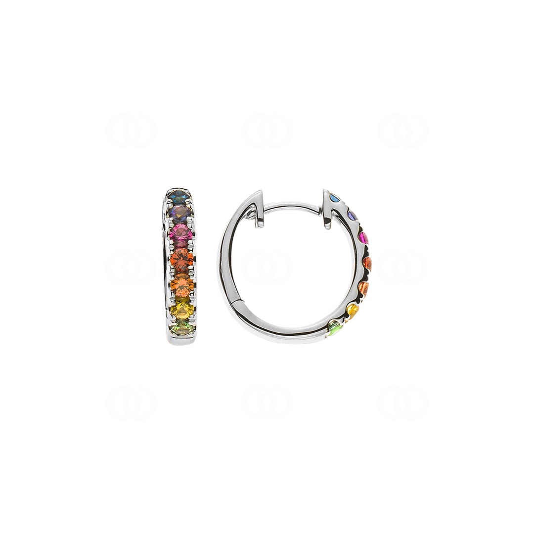 Rainbow Kreolen 750/18 K Weissgold mit Saphiren Ø 14.5mm