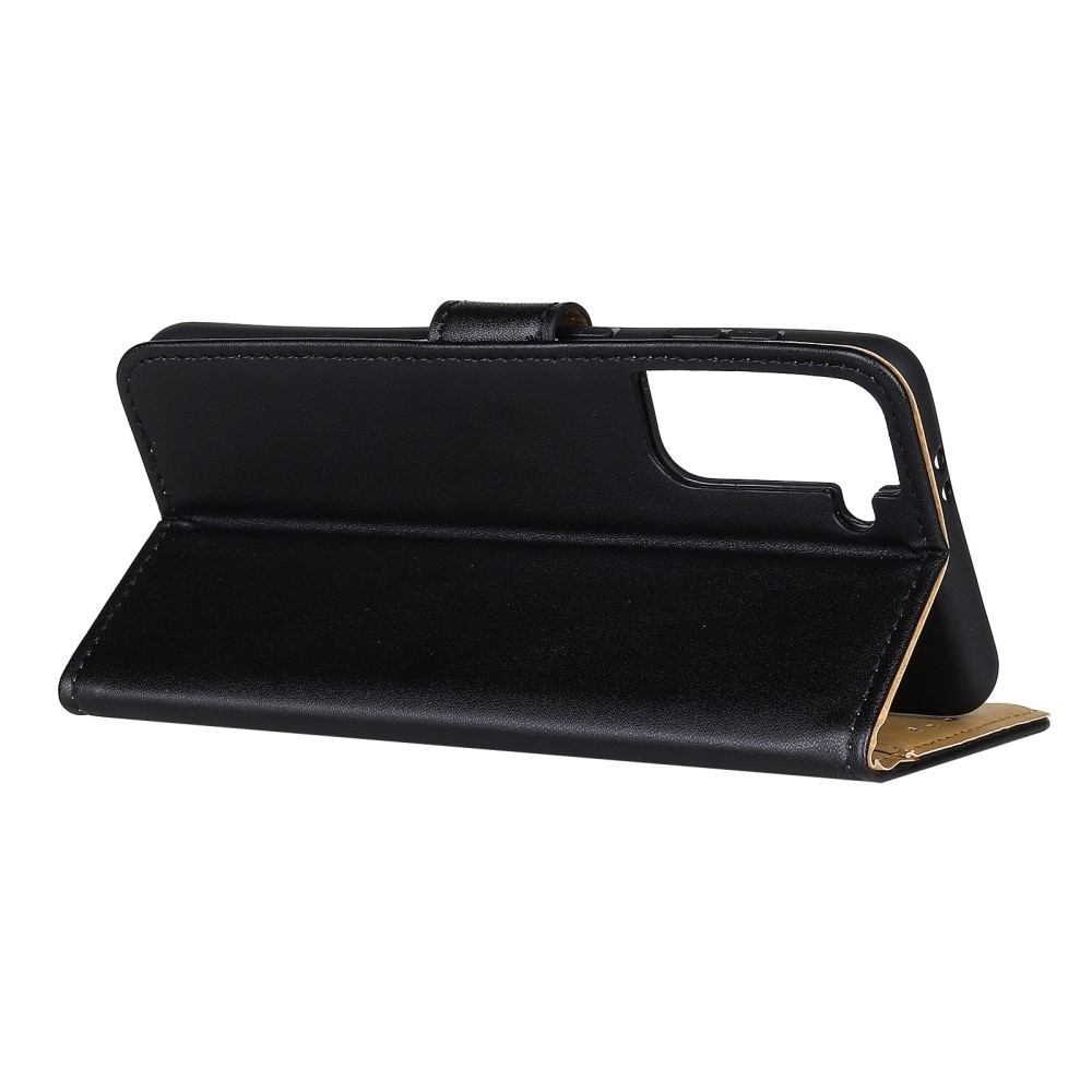 Samsung Galaxy S21 5G Leder Tasche Flip Cover mit Kartenfächer - Schwarz