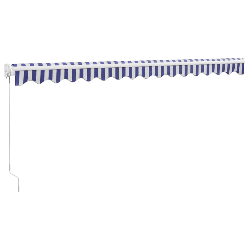 Auvent rétractable bleu et blanc 4,5x3 m tissu et aluminium