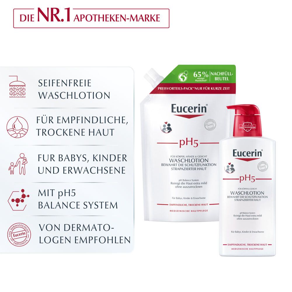 Eucerin pH5 Waschlotion + Eucerin® pH5 WASCHLOTION empfindliche Haut Nachfüllpackung