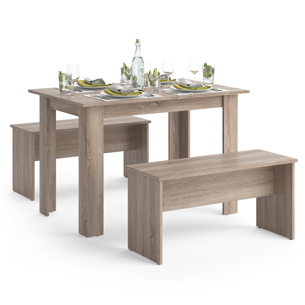 Vicco Tischgruppe Sitzgruppe Esszimmer Sentio Esstisch Sitzbank Sonoma 110 cm