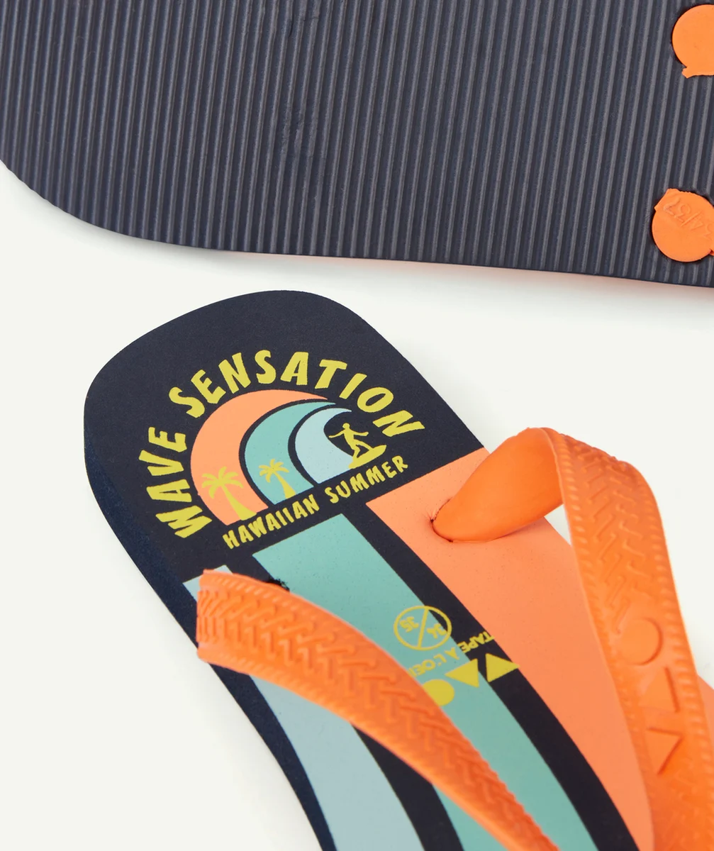 TONGS GARÇON ORANGE ET BLEU THÈME SURF