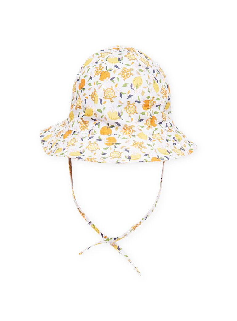 Chapeau blanc et jaune bébé fille