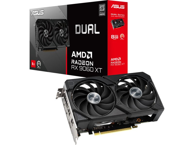 ASUS Grafikkarte AMD Radeon RX9060 XT Dual 8GB Grafikkarte mit 8 GB GDDR6 Speicher