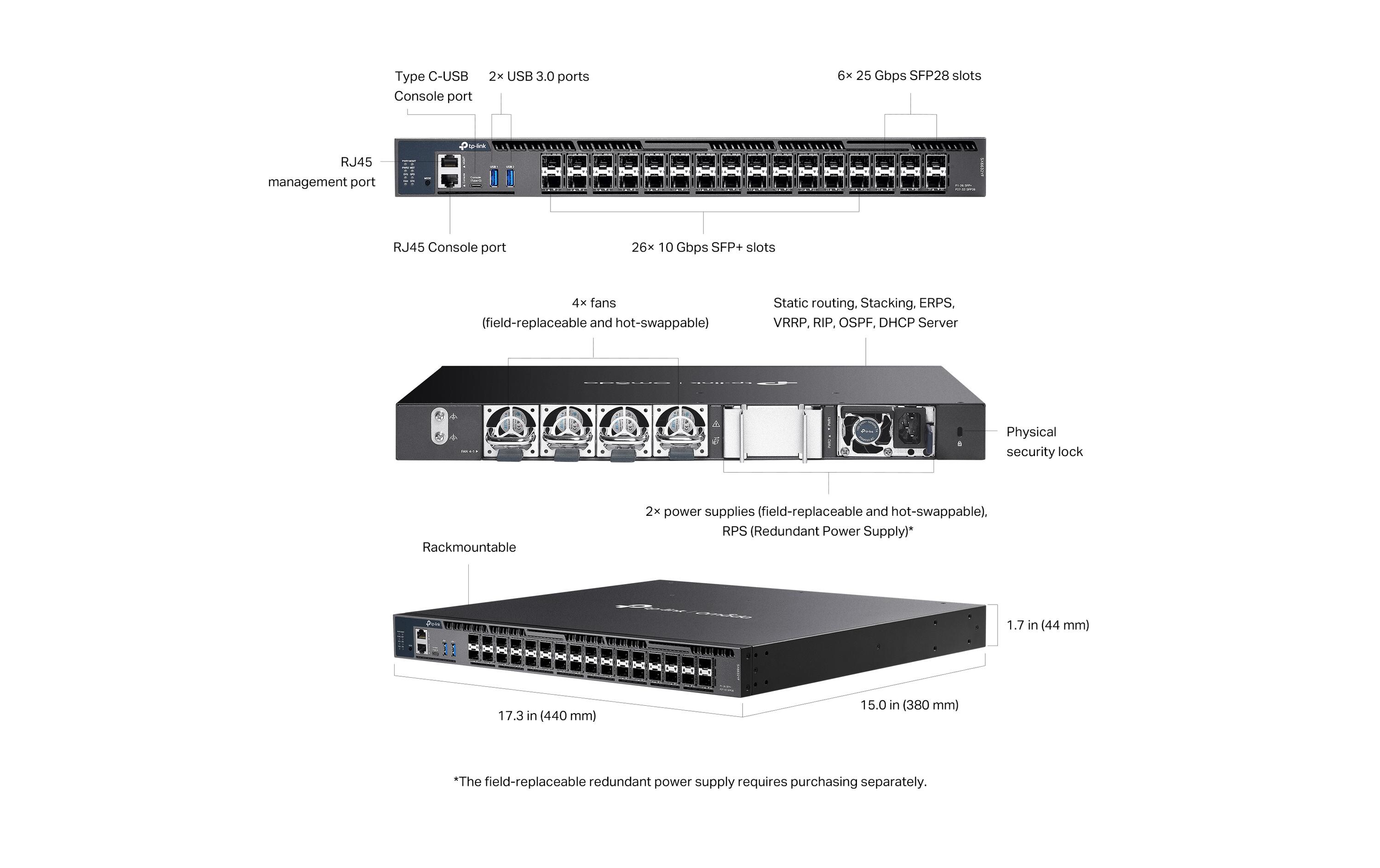 SFP+ Switch SX6632YF 32 Port<br>Omada 26-Port 10G Stackable L3 Managed Aggregation Switch mit 6 25G Slots