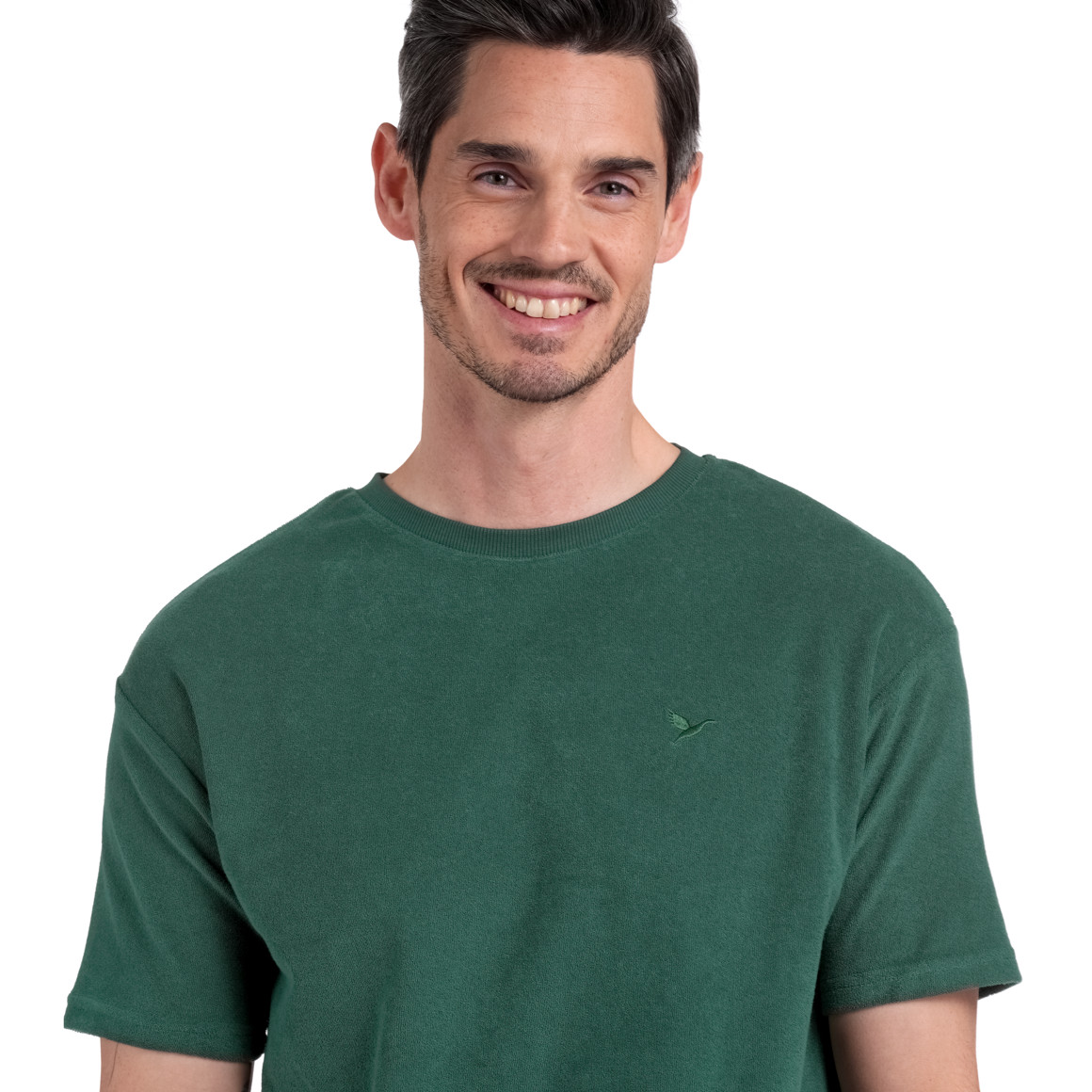 Jonas Nielsen Herren Frottee-Shirt mit Stickerei dunkelgrün