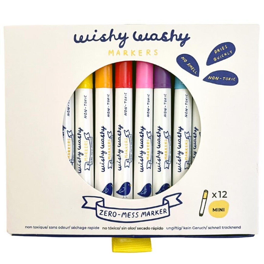 Jaq jaq bird uitwisbare mini viltstiften wishy washy - 12st