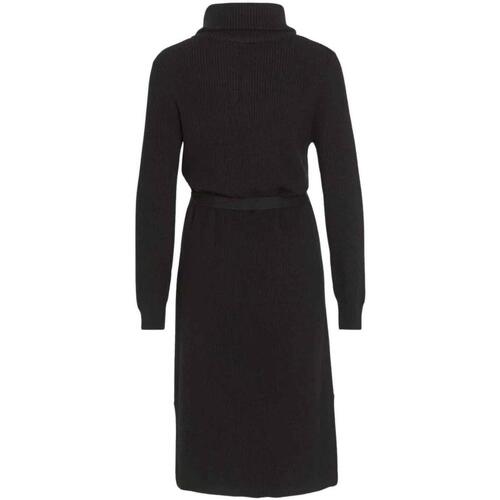 Vila - VIRIL HALF ZIPPER L/S KNIT DRESS Negro