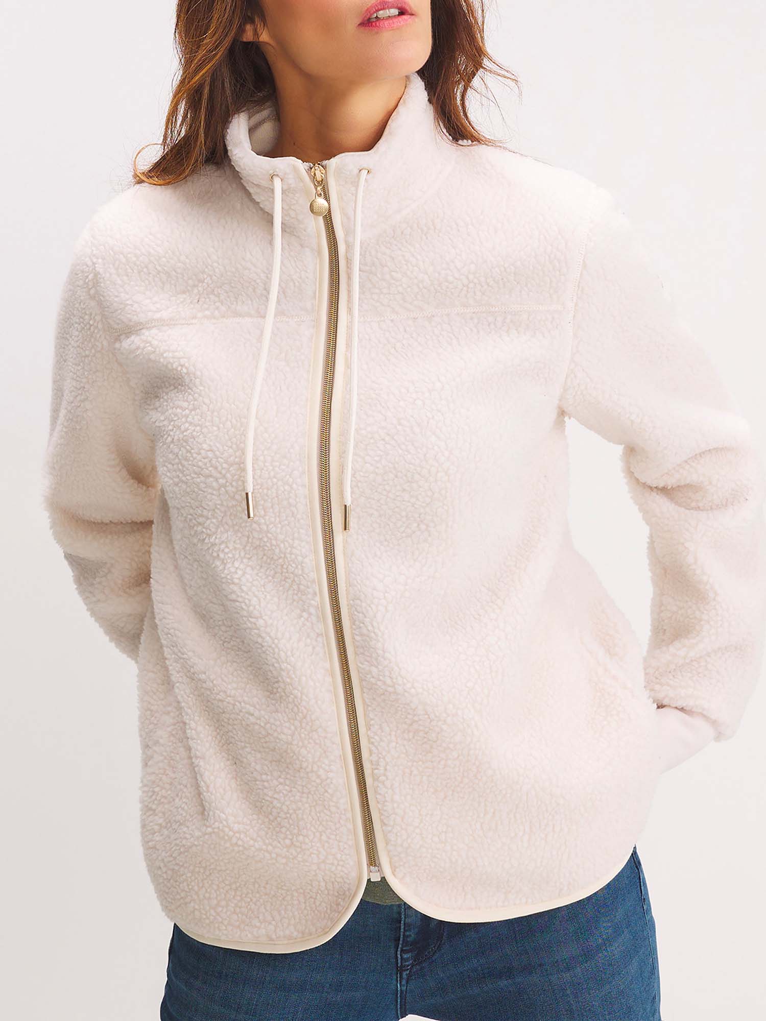 Polaire Zippée Femme Sherpa Ecru