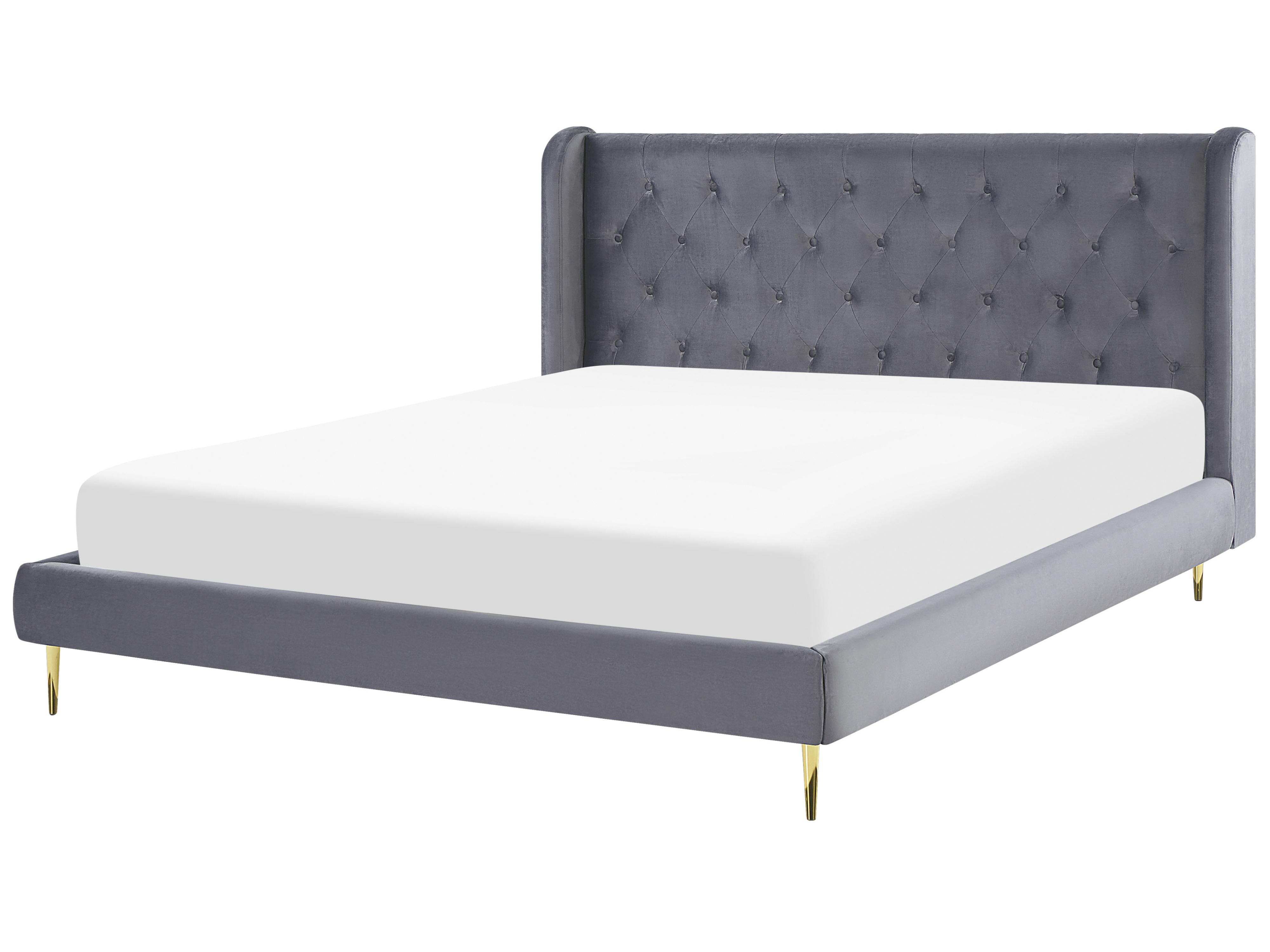 Bed Fluweel FORBACH 180 x 200 cm Grijs