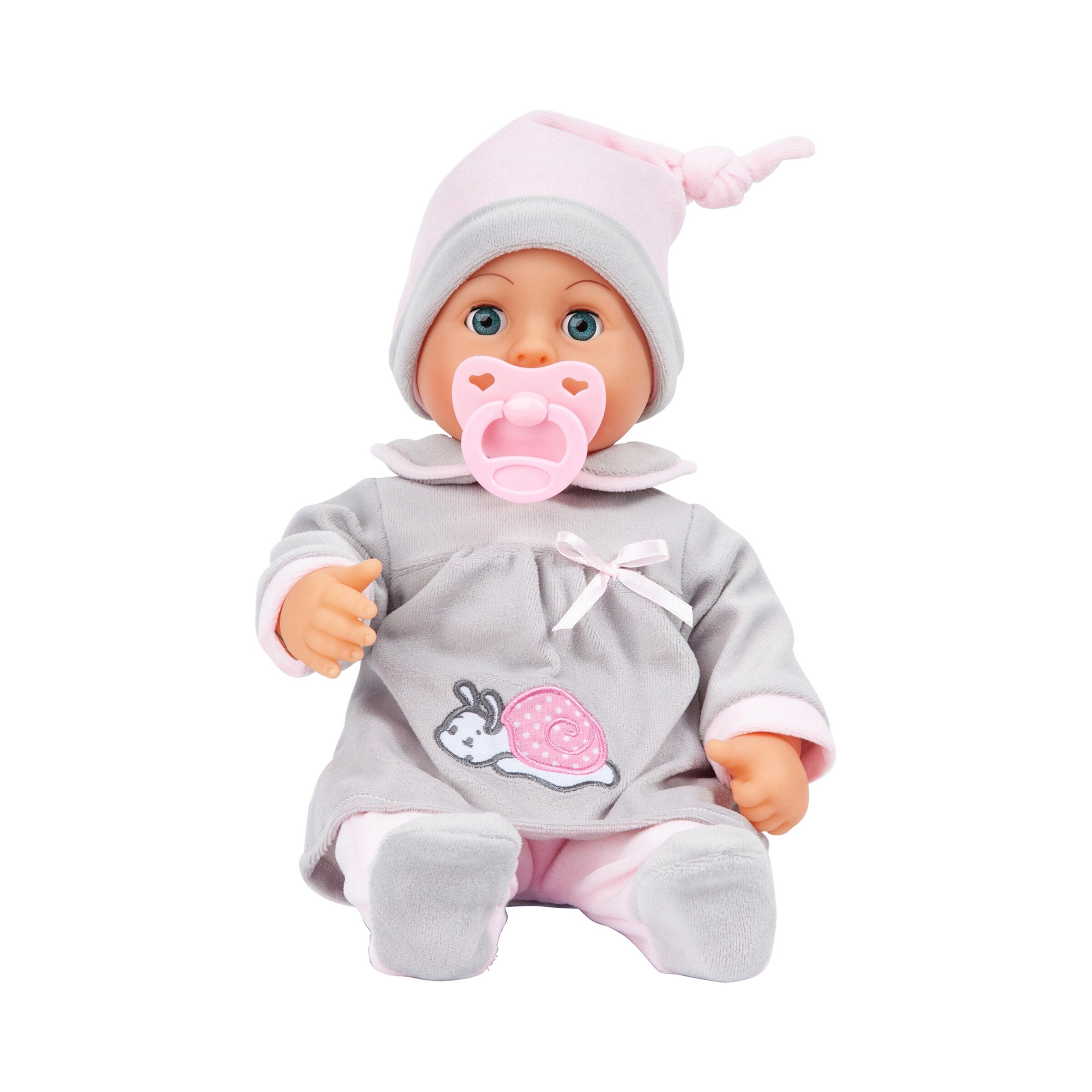 Bayer Design Puppe First Words Baby mit Funktionen 38cm grau