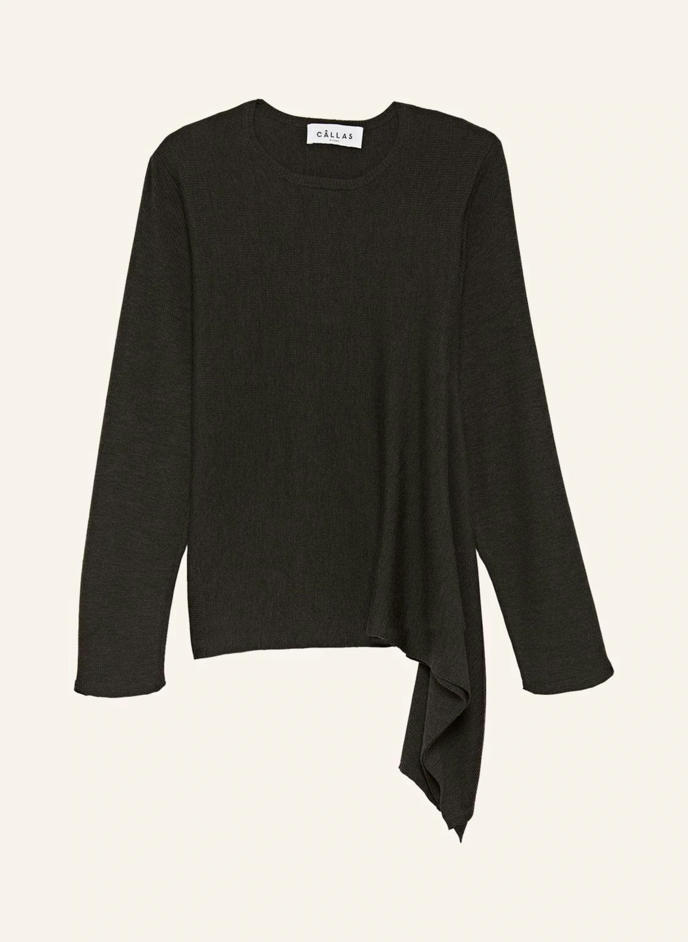 CÂLLAS MILANO HELOISE Asymmetrischer Pullover aus Merinowolle mit Rundhalsausschnitt