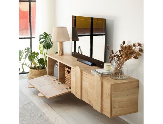 CONCEPT1 - Meuble TV New line chene saphir 180 x 35 x h35 cm