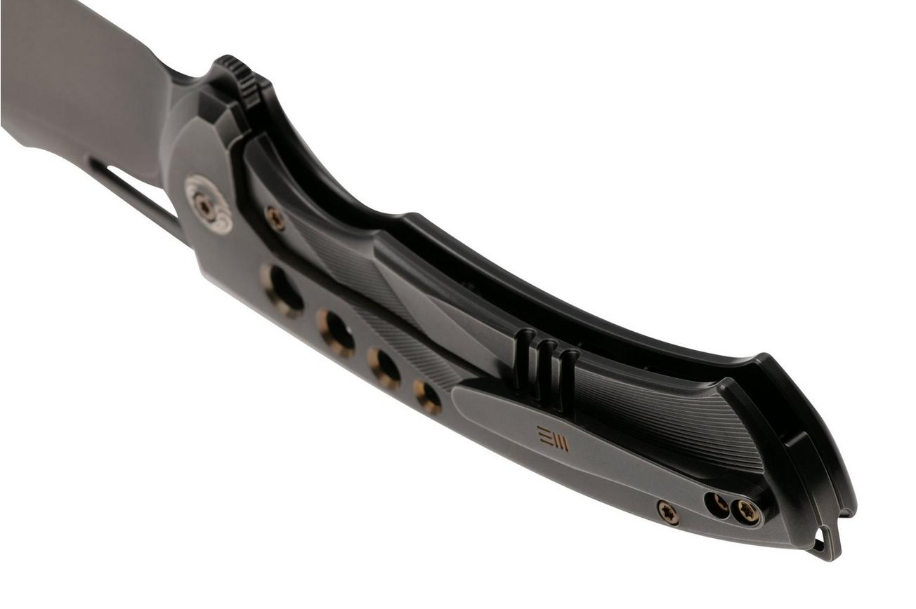 WE Knife Swiftfin WE23051-3 Polished Gray CPM 20CV, Gray Titanium, Dark Golden Holes zakmes