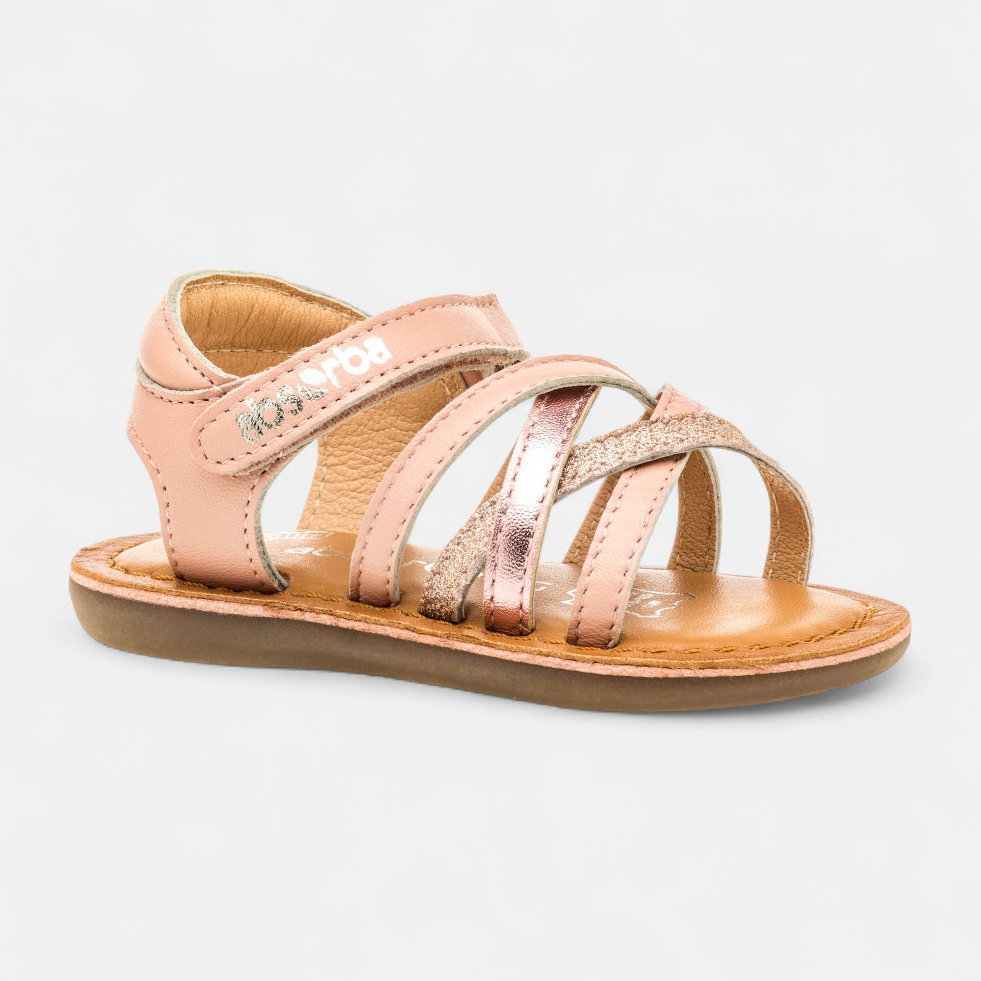 Nu-pieds Bébé fille en cuir rose