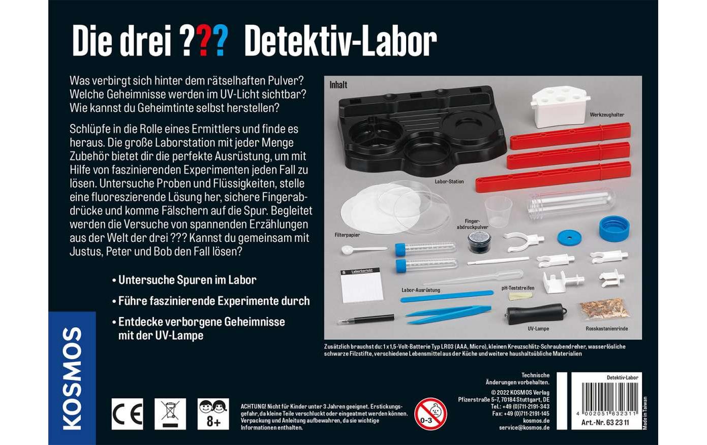 Experimentierkasten Die drei??? Detektiv-LaborEntdecken Sie verborgene Geheimnisse mit der UV-Lampe