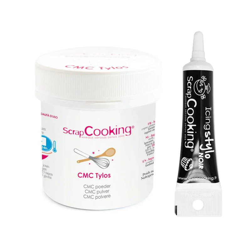 CMC Tylos en poudre 35 g + Stylo de glaçage noir Scrapcooking