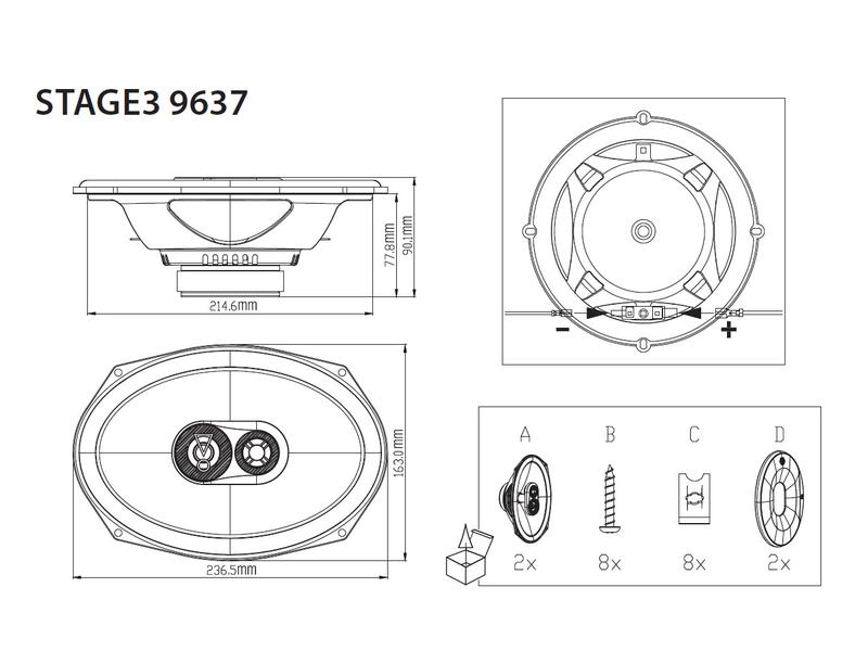 JBL Car 3-Weg-Lautsprecher Stage3 9637, 6