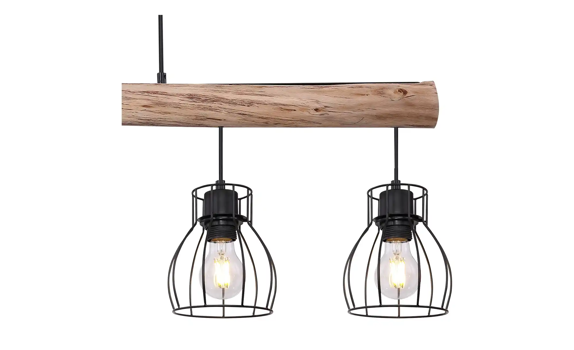 Pendelleuchte, 5-flammig, Holz/ Metall Körbe